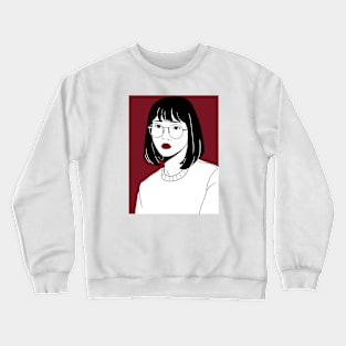 A Lady In Red Crewneck Sweatshirt